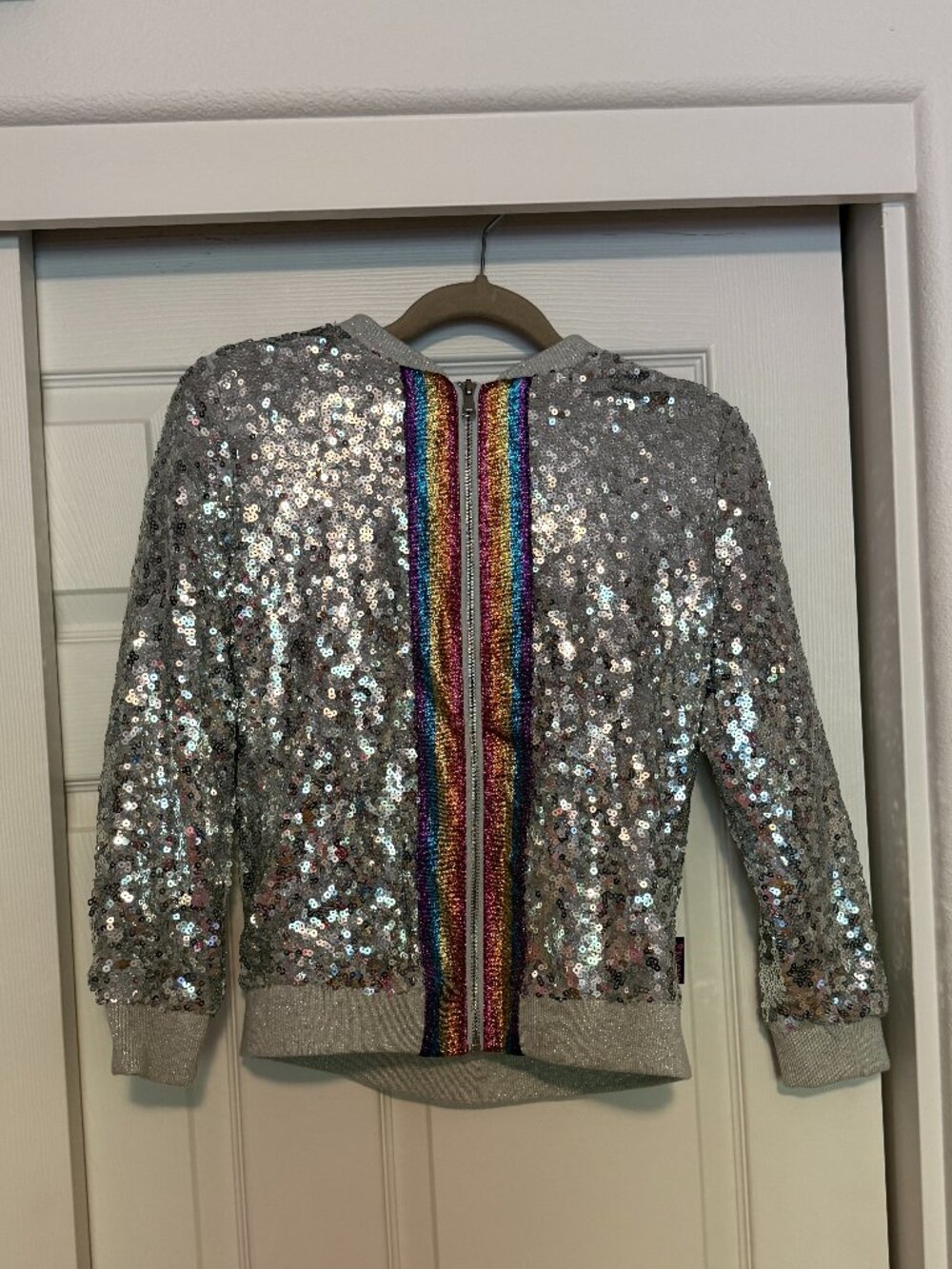 Jojo Siwa JoJo's Closet Silver Sequin Jacket with Rainbow Stripes
